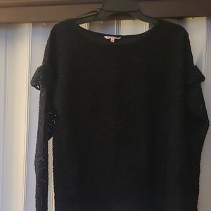 Black Lace Cold Shoulder Top